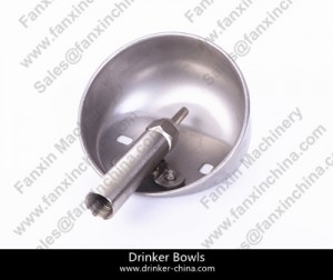Stainless steel bowl with nipple drinker for poultry and livestock